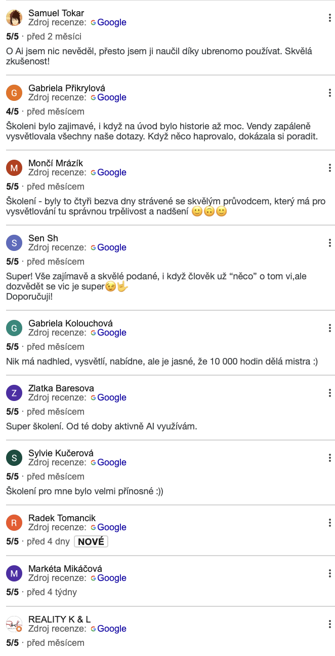 Google recenze UBRENOMO 2